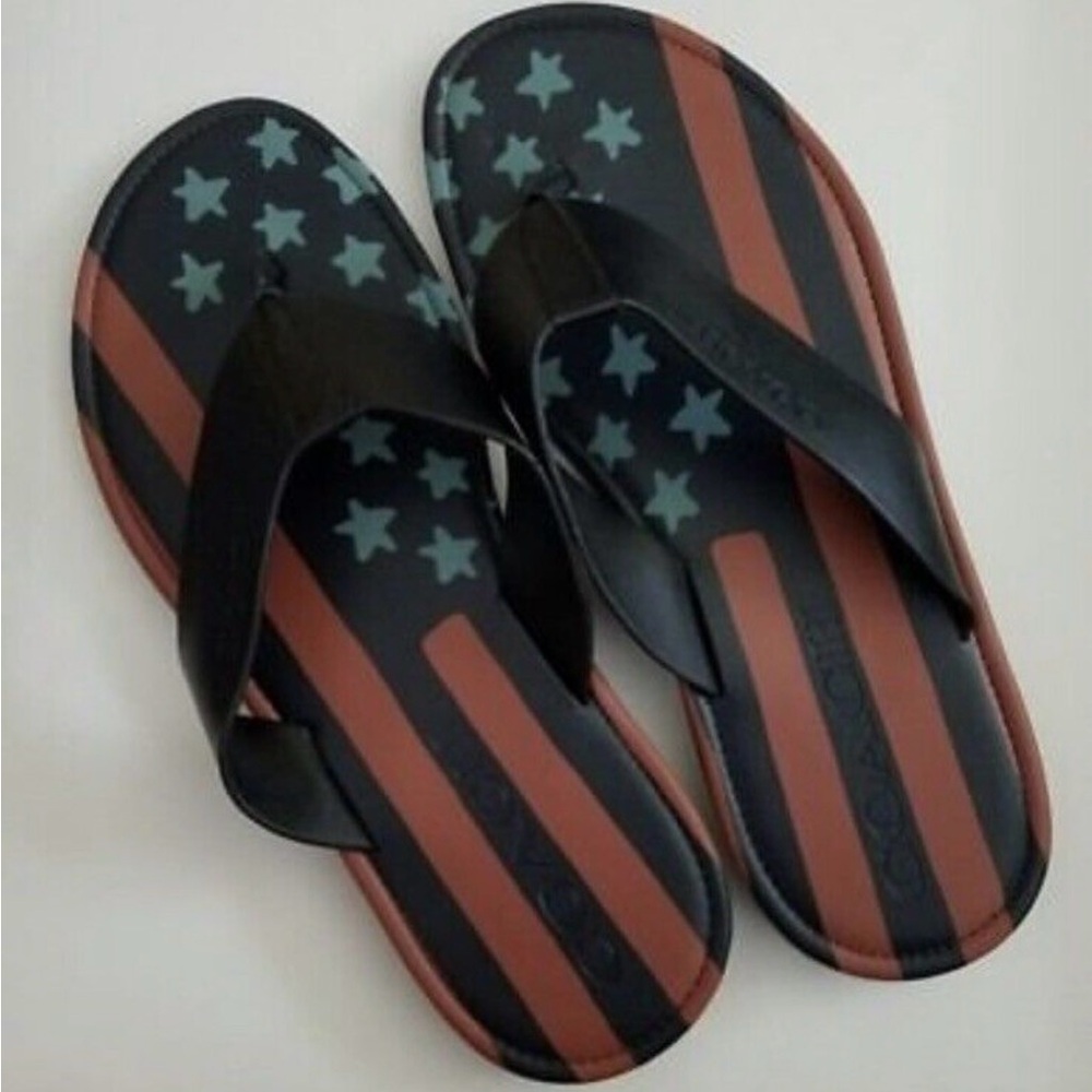 Coach Men's Rockaway Flip Flop Thong Sandals American Flag - Picture 4 of 4